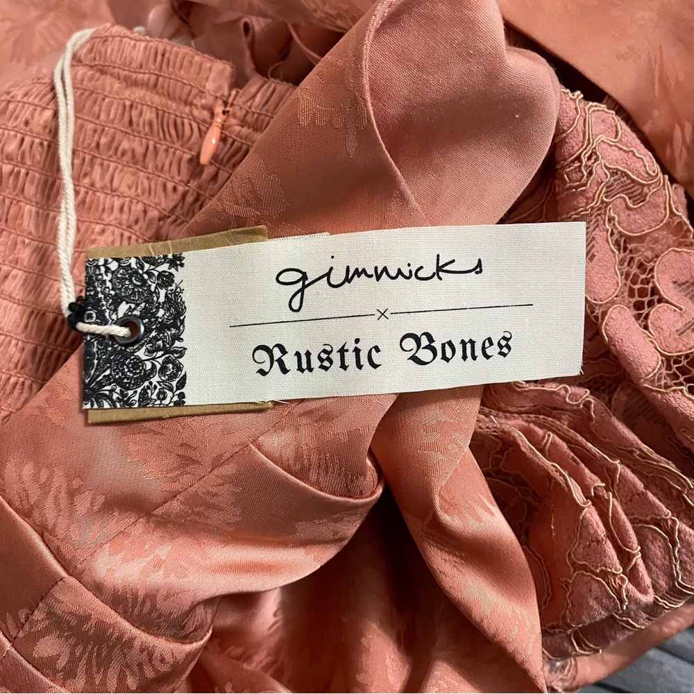 NWT Gimmicks x Rustic Bones Floral Jacquard Maxi Dress Coral sz Small - Picture 10 of 13